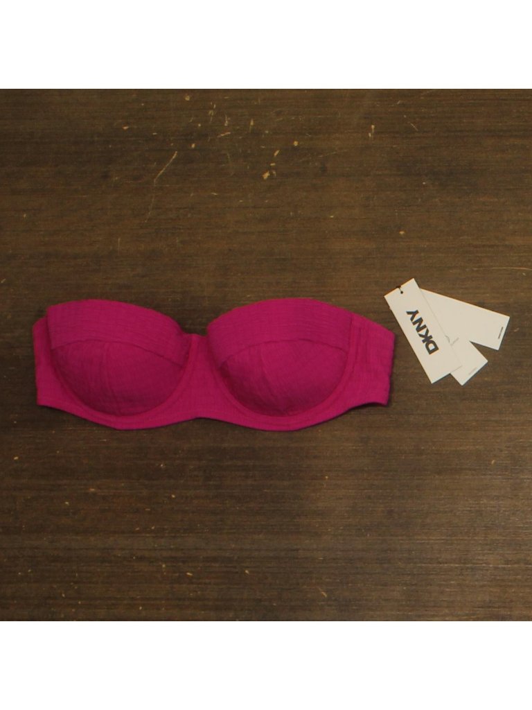 New Dkny Textured Molded Balconette Bikini Swim Top Dimts470 Wildberry Pink M